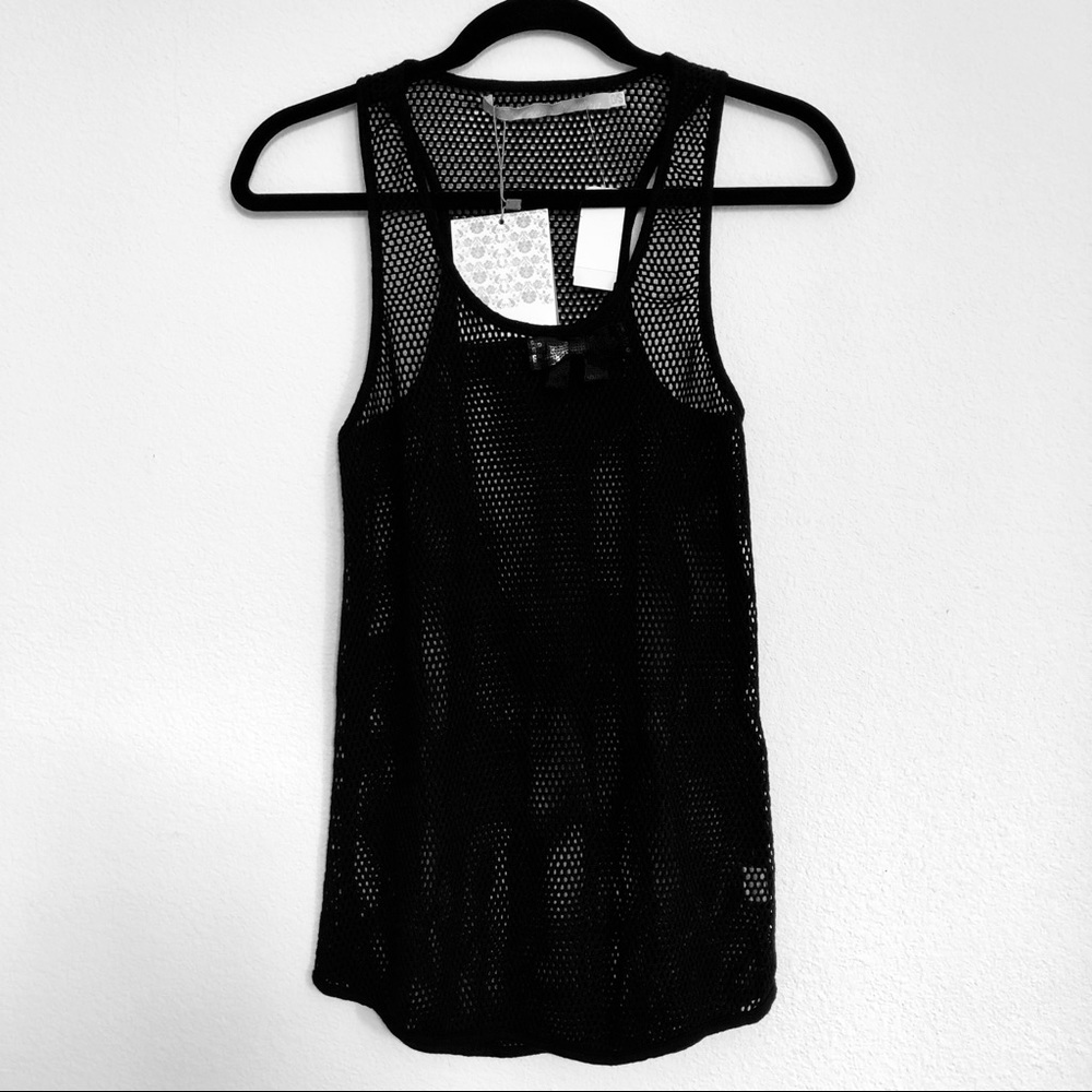 LF To Love Kuvaa Mesh Tank Top Sequined Bow Detail